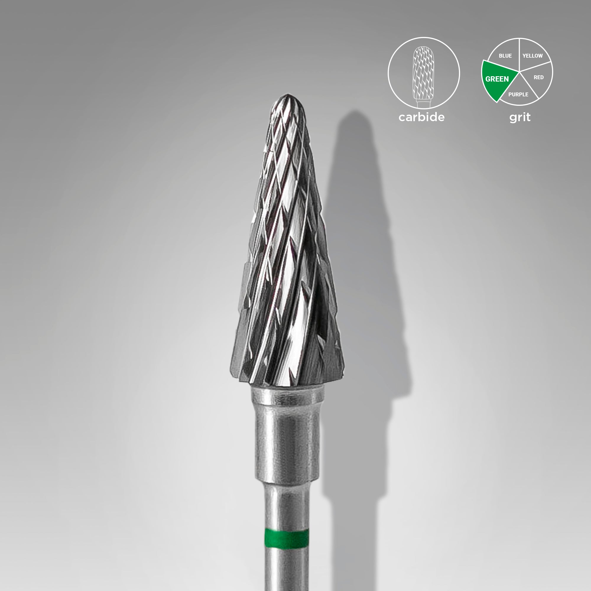 Carbide nail drill bit, “cone” green, head diameter 6 mm / working part 14 mm image 0